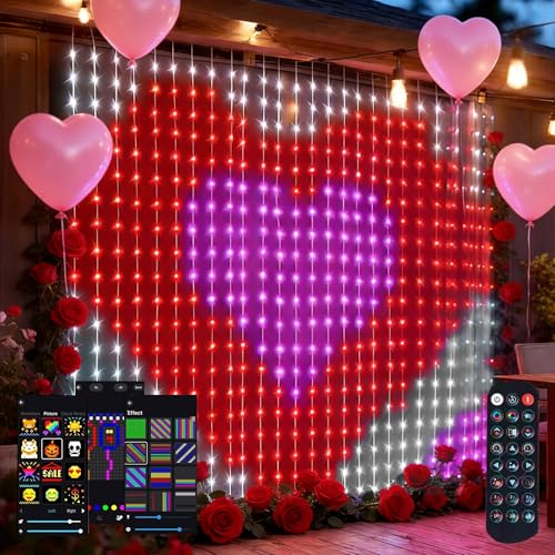Dazzle Bright Smart Curtain Lights, 400LED 6.6FT x 6.6FT Color