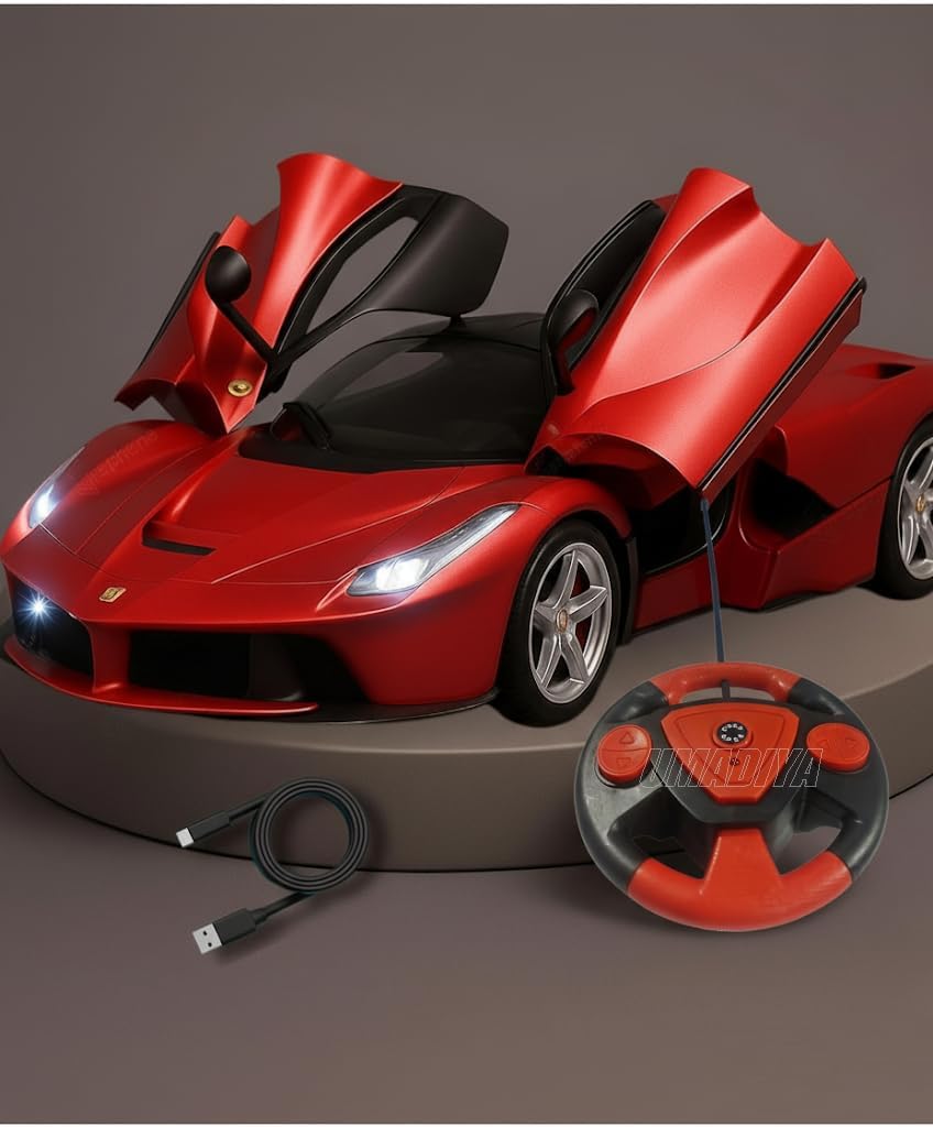 Umadiya® Rechargeable Remote Control Sports Car with Openable Doors Rc Car with Led Lights for Kids Super Sports Car High Speed Rc Car Toy Big Size 3-10 Years Old Kids,Multicolor