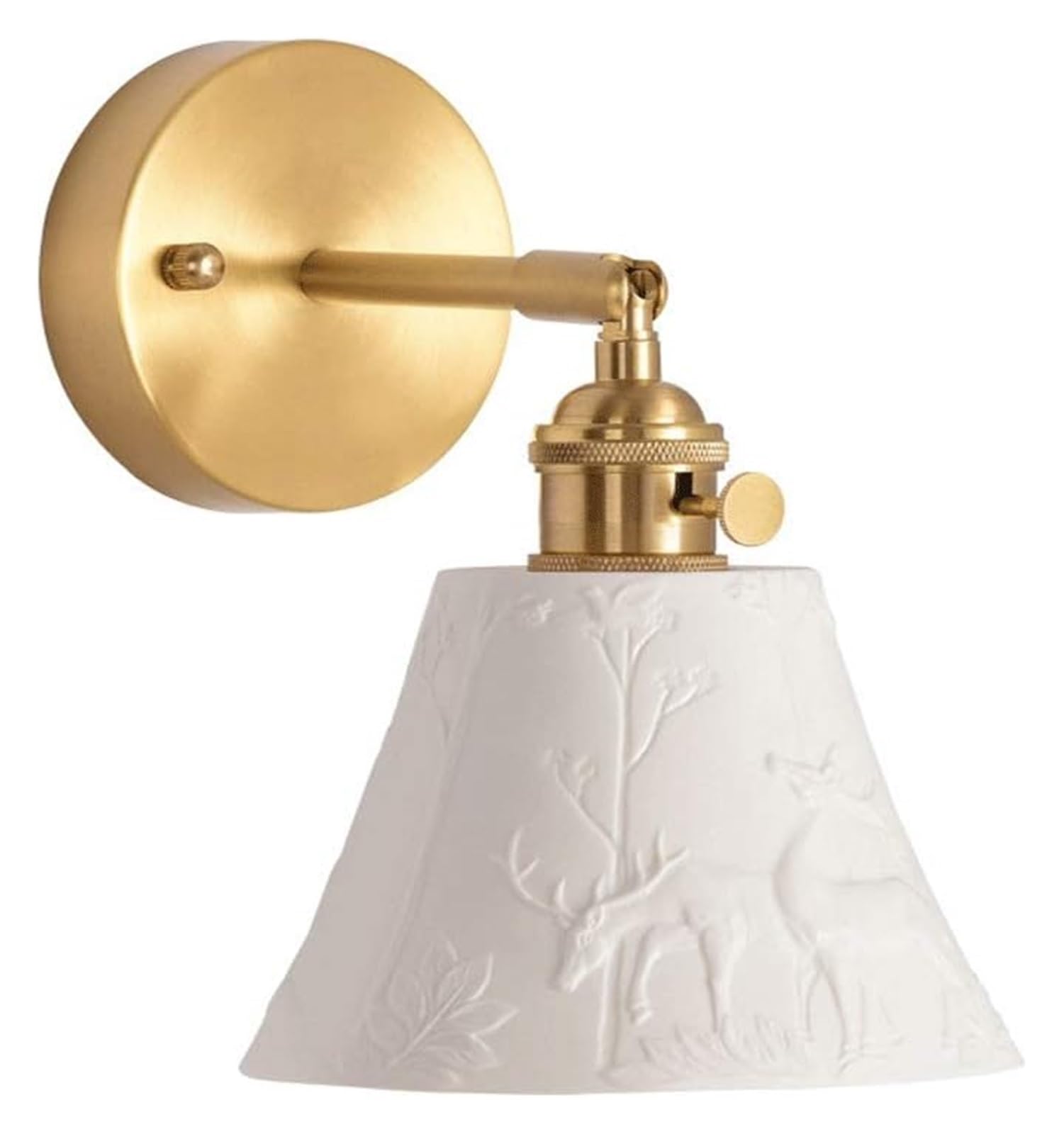 ZTCHSENZT - Brass Wall Light Rotatable Wall Sconce with White Ceramic Lampshade, Copper Headboard Lamps Bedside Lights Chandelier,White