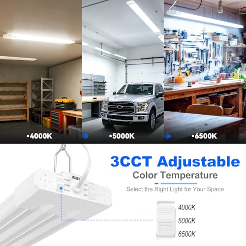 Image of JESLED 4FT LED Shop Lights, 3CCT Selectable 50W 7500LM, Linkable, ETL | 3CCT 4000K /5000K /6500K, 30W /40W /50W Adjustable, Utility Commercial Bay Light, Plug & Play, Ceiling or Hanging Mount, 2-Pack