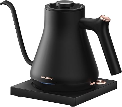 Miniatura 1 de INTASTING - Hervidores eléctricos de cuello de cisne de acero inoxidable de 0.9 L, calentamiento rápido de 1200 W, apagado automático, protección