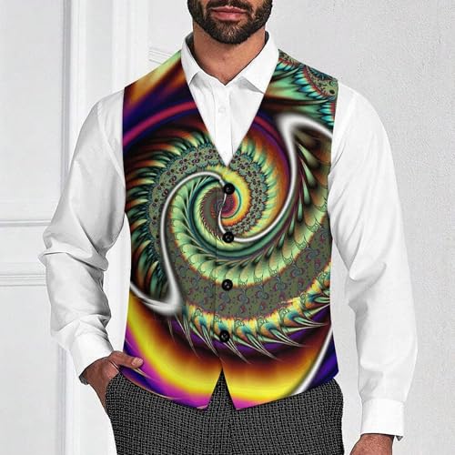 Meditative Colorful Pattern Men's Suit Vest Slim Fit V-Ncek Waistcoat Business Casual Vest2