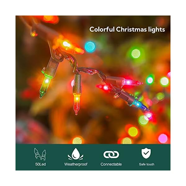 Mimigogo 50-count white christmas lights with green wire,mini string lights for holiday decorations, christmas tree lights, holiday party, wedding, xmas, home, indoor & outdoor use (13ft long) - image 4