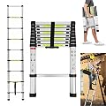 8.5FT Aluminum Telescoping Ladder Collapsible Extension Ladder Loft Ladder Lightweight Adjustable Height Safety Lock Non-Slip Bottom Caps for Home Use Roof RV Outdoor Activities 330lb Max Load