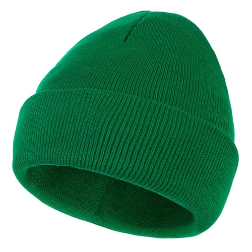 Women Mens Beanie Hats Women Slouchy Beanies Unisex Cuffed Knit Hat Skull Cap Green One Size