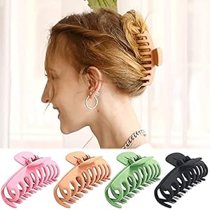 Glamifirsto Big Hair Claw Clips for Women Large Claw Clip for Thin Thick Curly Hair 90s Strong Hold 4.33 Inch Nonslip Matte Hair Clips (4 Pcs)