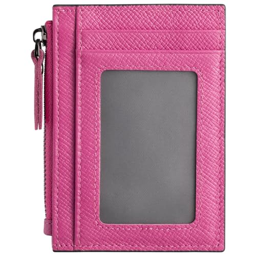 Image of Slim Wallet for Women Small Leather RFID Blocking Credit Card Holder Minimalist Front Pocket Wallet with Coin Purses & Pouches,RoseRed