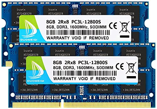DUOMEIQI 16GB RAM Kit ( 2 x 8GB) DDR3L / DDR3 RAM 16GB 1600MHz SODIMM RAM PC3L / PC3-12800 2Rx8 1.35V /1.5V Non-ECC Unbuffered Laptop Memory Notebook RAM Module