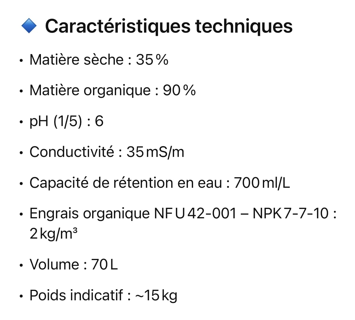TERREAUX ENRICHIS en Engrais Organique UTILISABLE en Agriculture Biologique Made in France (Terreau horticole, 70L)