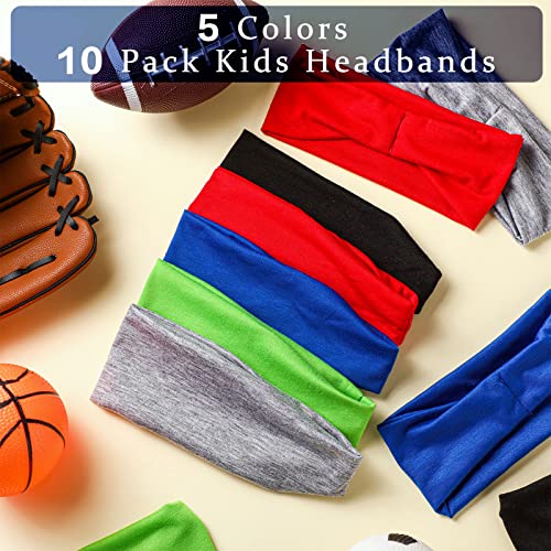 10 peças de faixas de cabelo atléticas para meninos faixas elásticas absorventes faixa de cabelo par