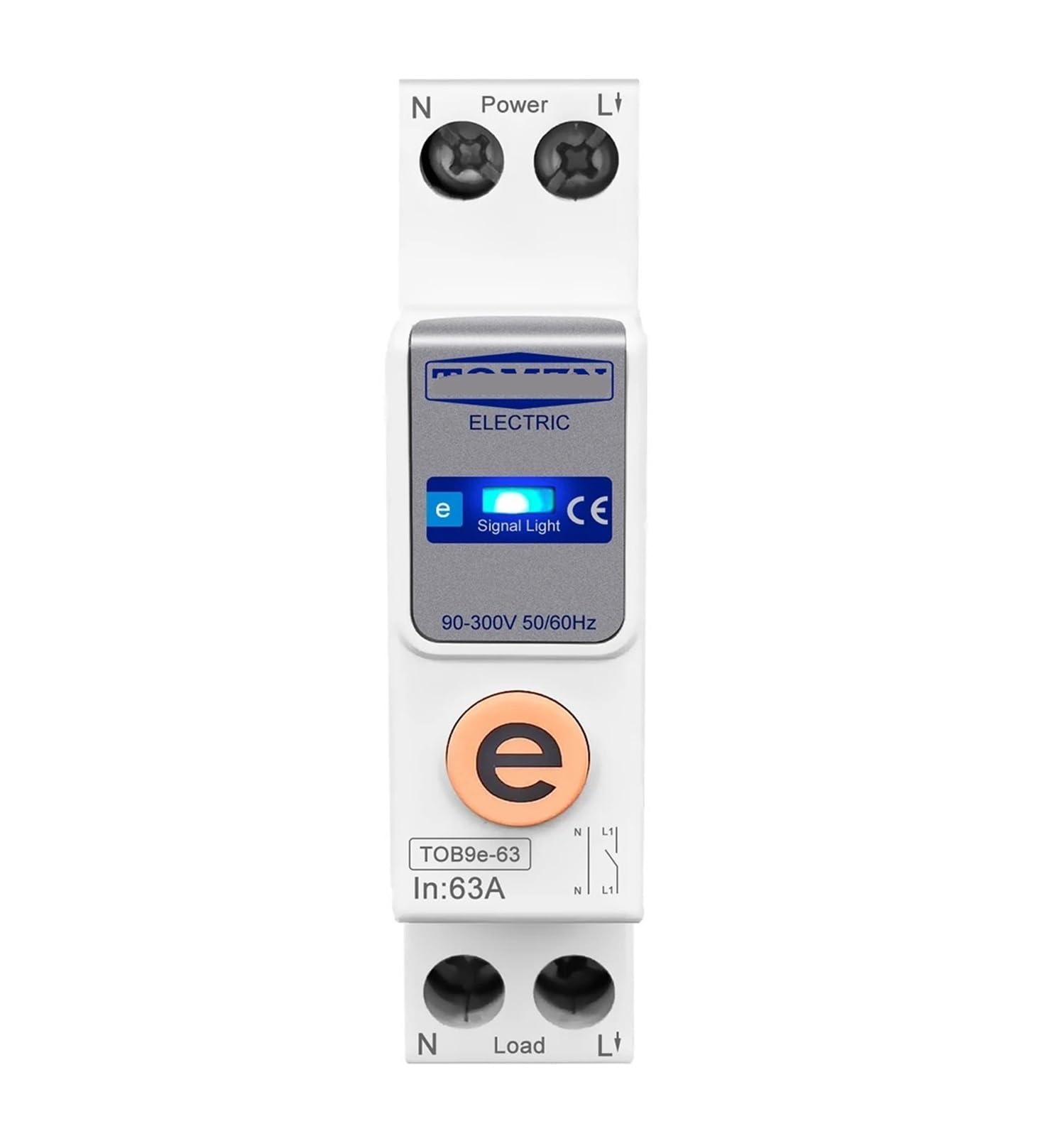 Gvbaepieo Tob9e-63 25A Tob9e-63 1P+N 63A 110V 220V Smart Switch Energy Meter Kwh Metering Circuit Breaker Timer Relay Home Protection(Tob9e-63 25A)