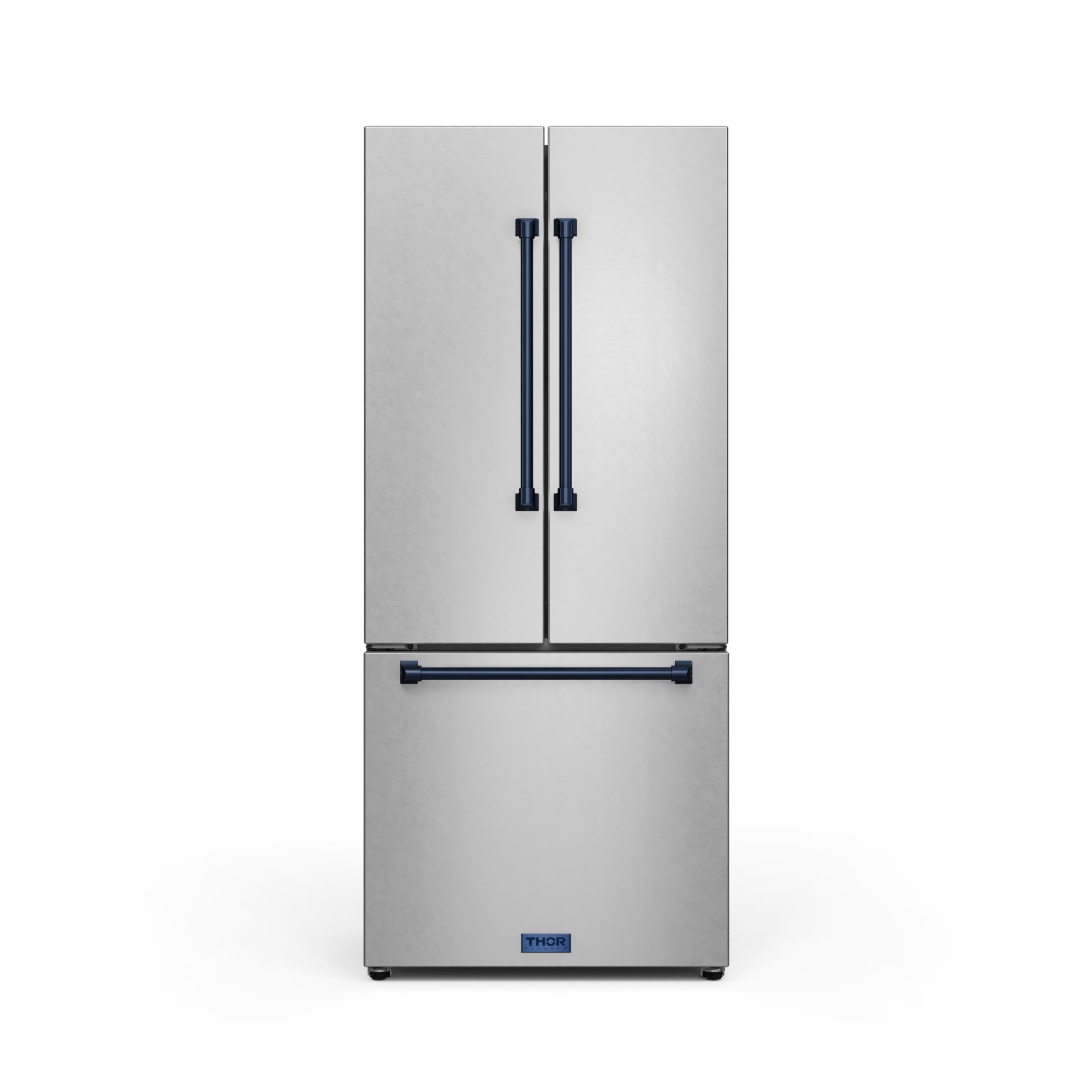 Thor Kitchen Gordon Ramsay 30 Inch 17.7 cu ft French Door Counter Depth Refrigerator with Ice Maker in Stainless Steel/Navy Blue on Fridge.com