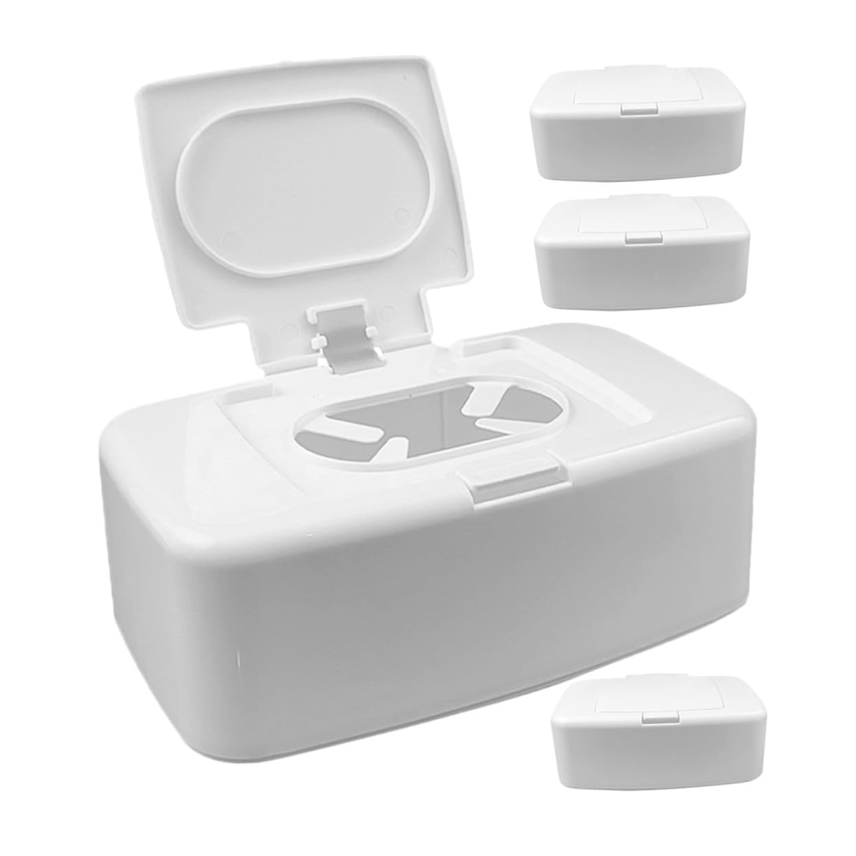 Caja Dispensadora de Toallitas Húmedas 4 Piezas Recargable Diseño Simple de Plástico Blanco Fácil de Limpiar para Ñiño para Dormitorio y Baño