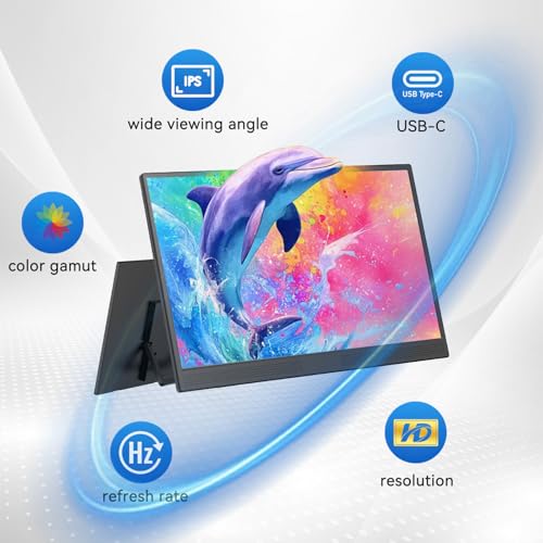 Image of JUSTTHINK 15.6 inch Portable Monitor 2.5K 2560x1440 165Hz IPS, 100% sRGB HDR USB-C HDMI Gaming Travel Monitor, Plug and Play Second Screen for Laptop PC Mac PS5 Xbox Switch
