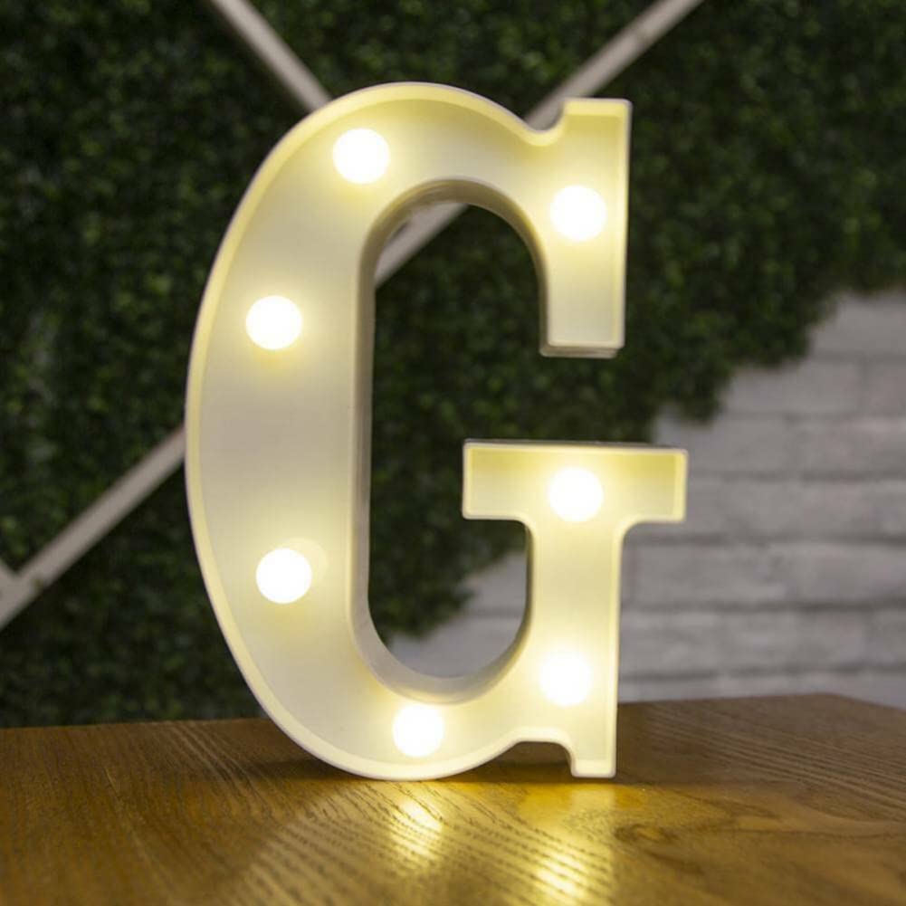 anso Alphabet LED Letters Light Up Numbers White Plastic Letters Standing Decor A to Z 0~9 (Letter G)