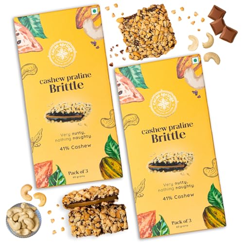Image of Cacao Springs Premium Cashew Praline Brittle Gift Box, Premium Choco & Nut Delicacy Treats, Great for Snacking, Premium Gift Hamper for Christmas Gifts, 3 Pieces in Each Box, 2 Boxes, 84gm