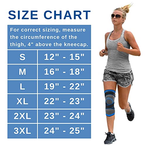 Dcf Compression Knee Sleeve With Adjustable Straps For Best Fit, Professional Knee Compression Sleeves Support For Knee Pain (Large, Blue) #TOP1