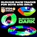 USA Toyz Glow Trax Glow in The Dark Race Tracks for Kids- Speedway Race Car Track Set with 360pk Flexible Roads, 2 Light Up Toy Cars, Bridges, Ramps, Play Set STEM Building Toys for Boys and Girls