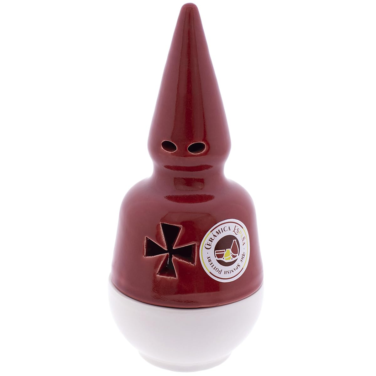 CERÁMICA ESPAÑA | Incensario nazareno Bianco-Rosso | Incensari religiosi | Incensari di fango | Incensari originali | Incensario Settimana Santa | 9x9x20 cm
