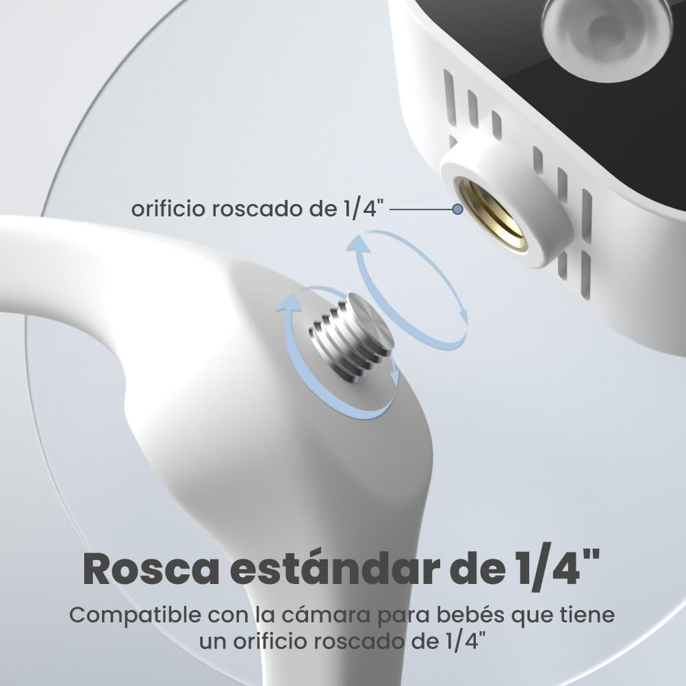 GHB Soporte Camara Vigilancia Bebe Soporte Vigilabebes con Tornillo 1/4 Soporte para Cámara Flexible y Ajustable para Habitación de Niños, Compatible con La Mayoría de Vigilabebés