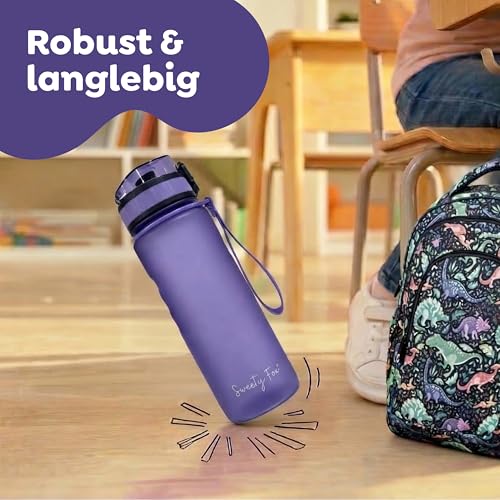 Sweety Fox Trinkflasche Kinder Kohlensäure Geeignet 500ml, Lila - Trinkflasche Sport 100% Auslaufsicher & Wasserflasche Spülmaschinenfest 5