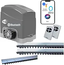 Kit Motor de Portão AGL Inteligente Wifi Izzy Deslizante 2 controles 3m Cremalheira (110, Volts)