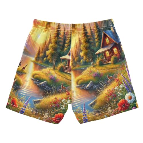 River Cabin Boys Swim Trunks Quick Dry Toddler Swimsuit Boy Board Shorts Swimwear Bathing Suits XL Multi2