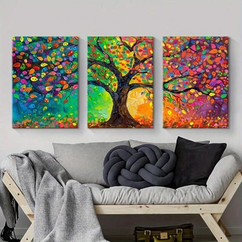 Arbre de vie tableau contemporain coloré pour illuminer votre salon ou chambre - 4