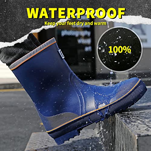 Image of HSBDNZQ Rain Boots for Men, Waterproof Mens Rubber Boots with PVC Unique Design, Comfort Lightweight Work Mud Boots, Resistant Durable Slip Garden Boots for Farming Gardening Fishing