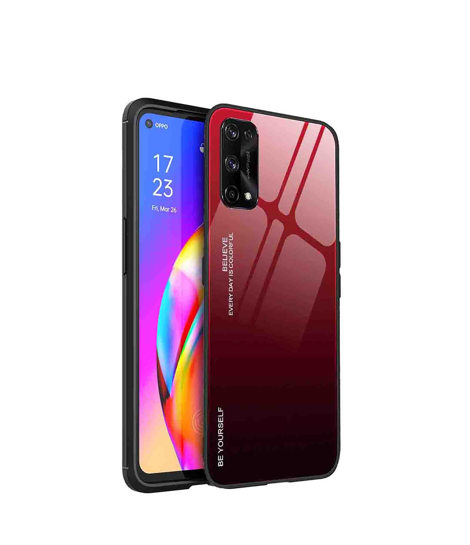Cover Oppo A74 5G E A54 5G – Custodia In Vetro Temperato Colori Sfumati + Bordo In Silicone TPU