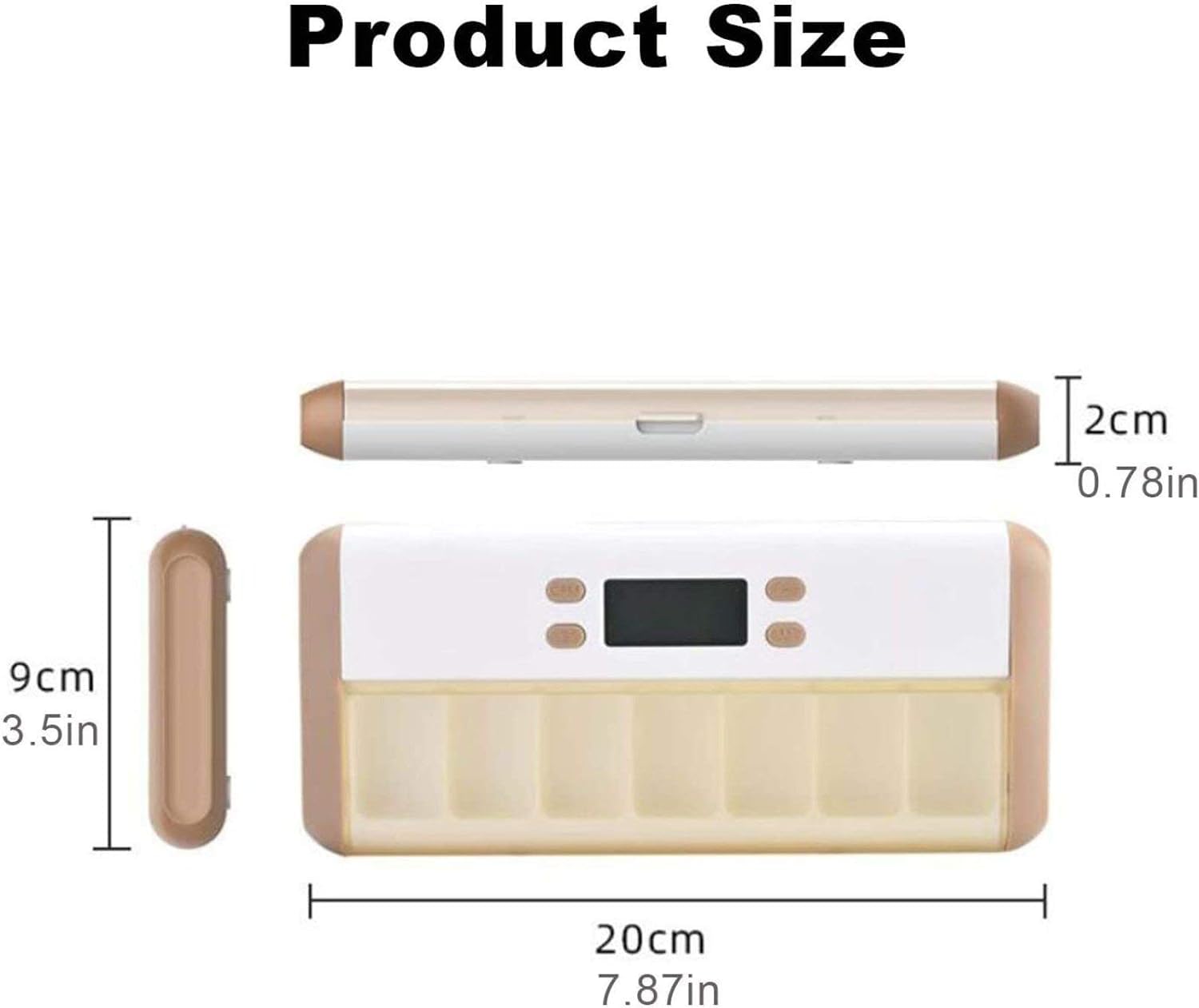 Genérico Pastillero Inteligente con 7 Recordatorios De Alarma | Fabricado Con Pp Apto Para Uso Alimentario, Adecuado Para Pacientes Con Parkinson (Brown)