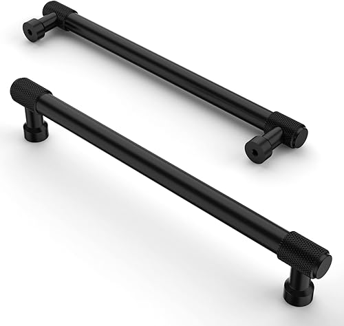 Asidrama Paquete de 10 tiradores de gabinete dorados de 7 pulgadas (6.969 in), manijas moleteadas para gabinete, manijas de armario, accesorios de