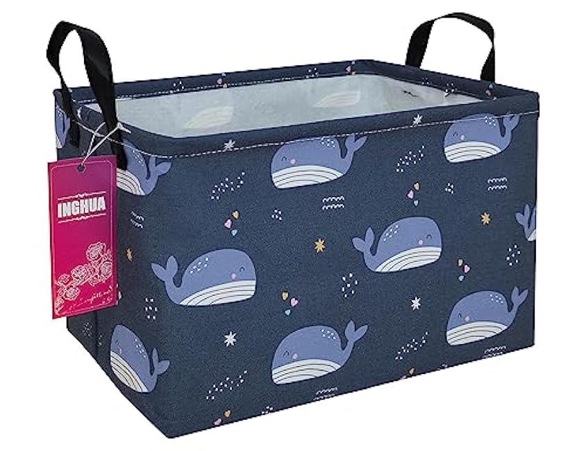 Rectangular Storage Basket Fabric Organizer Bin for Toys,Books,Clothes,Gifts,Pets-Perfect for Home,Office,Nursery,Dorm,Shelf(Rec Spaceships)