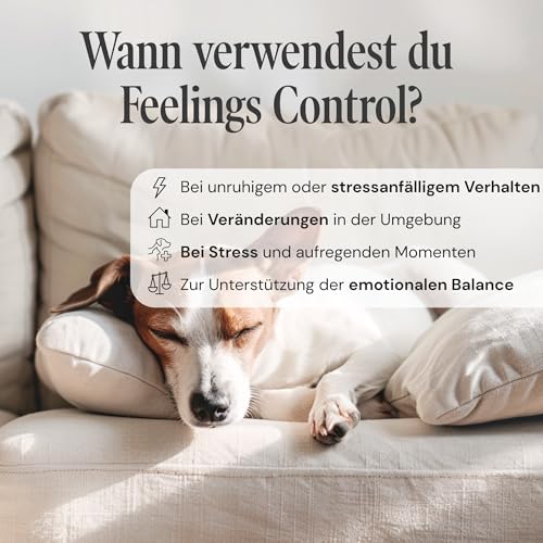 Feelings Control - Beruhigungsmittel für Hunde bei Angst, Stress & Unruhe - natürliche Anti-Stress Beruhigungstabletten bei Reisen, Feuerwerk & Nervosität - 90 Tabletten à 1000 mg - Sensipharm