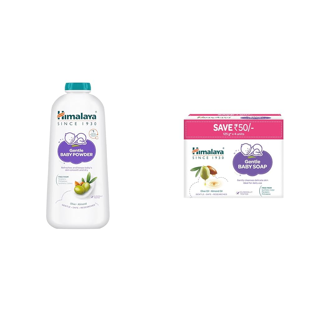 Himalaya Baby Powder, 400 G And Gentle Baby Soap 125G - Value Pack Of 4-image-21