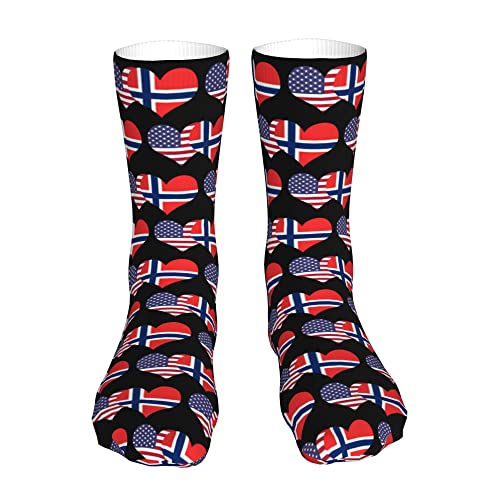AOOEDM Amerikanische Flagge und norwegische Flagge Performance-Laufsocken Freizeitsocken Sportsocken Neuheit Crew Tube Socken Cover