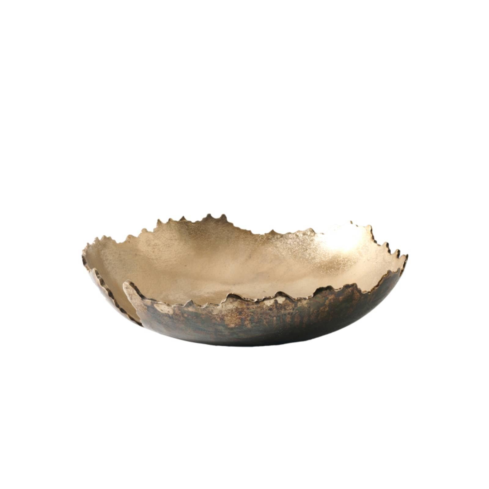 Jarrón Decorativo Cuenco Escultural Irregular Aluminio Oxidado Pieza de Mesa Contenedor de Llaves y Estética Moderna, 40 40 H10cm, C款 Plato De Fruta Dorado Grande