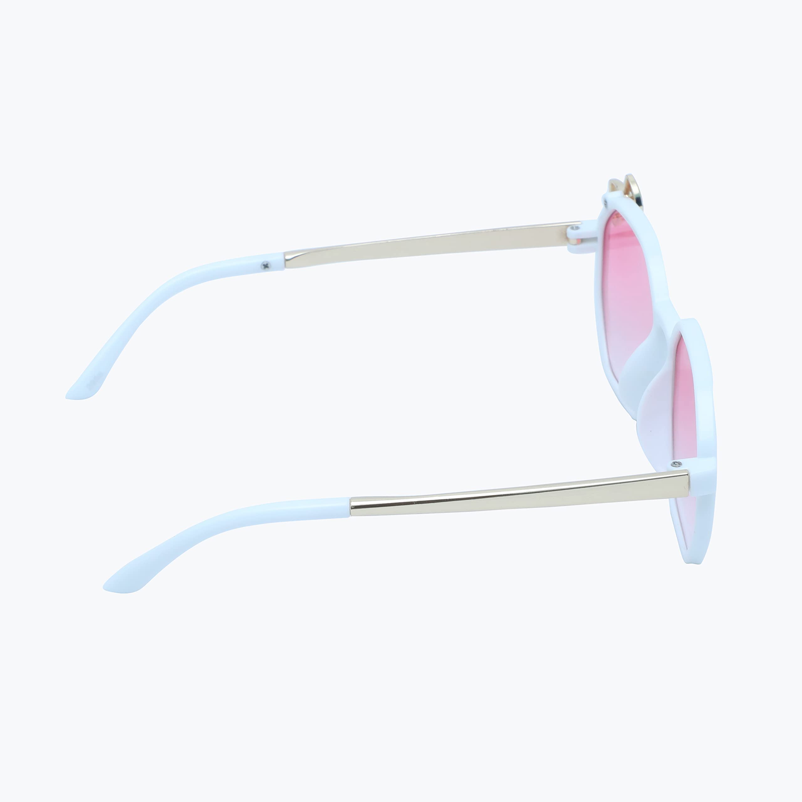 SPIKY Girls Hexagon Polarized Hexagonal Sunglasses With Protective Case White Frame, Pink Lens, Free Size - (Pack Of 1), White & Pink - Image 2 thumbnail