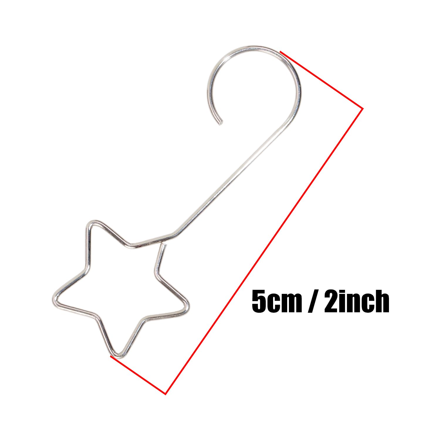 Mini Skater Star Shape Christmas Ornaments Hooks Metal Xmas Ornaments Hangers for Hanging Ornaments Christmas Tree Decoration, 20Pcs (Silver, 2