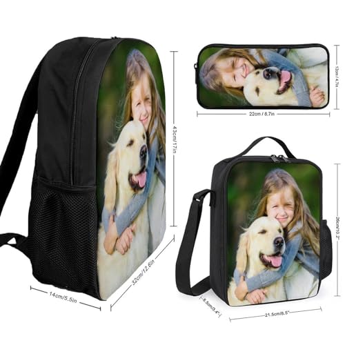 Custom Backpack with Photo Text Logo, Personalized School Backpack, Customized Bookbag for Boys Girls. Ideal for School, Traveling, Picnics(17inch)3