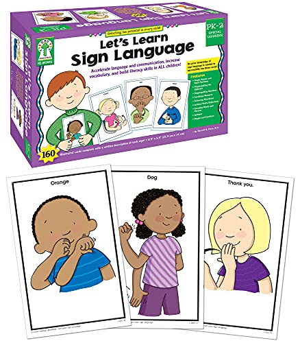 Image of Key Education 160 American Sign Language Flash Cards for Kids, ASL Flashcards for Preschool, Kindergarten, 1st and 2nd Grade Learners With Signing Illustrations
