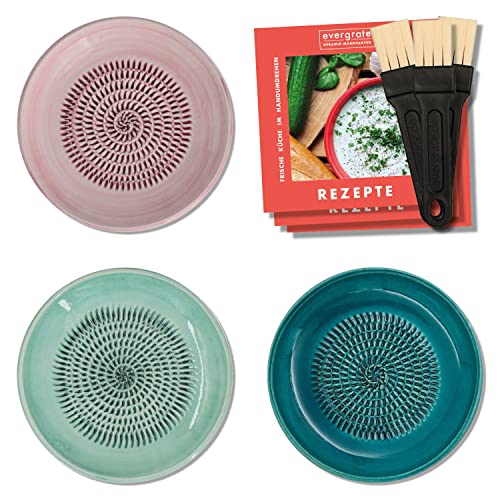 evergrate Keramikreibe 3er Verschenkset - Rosenquarz, Mint, Türkis mit...