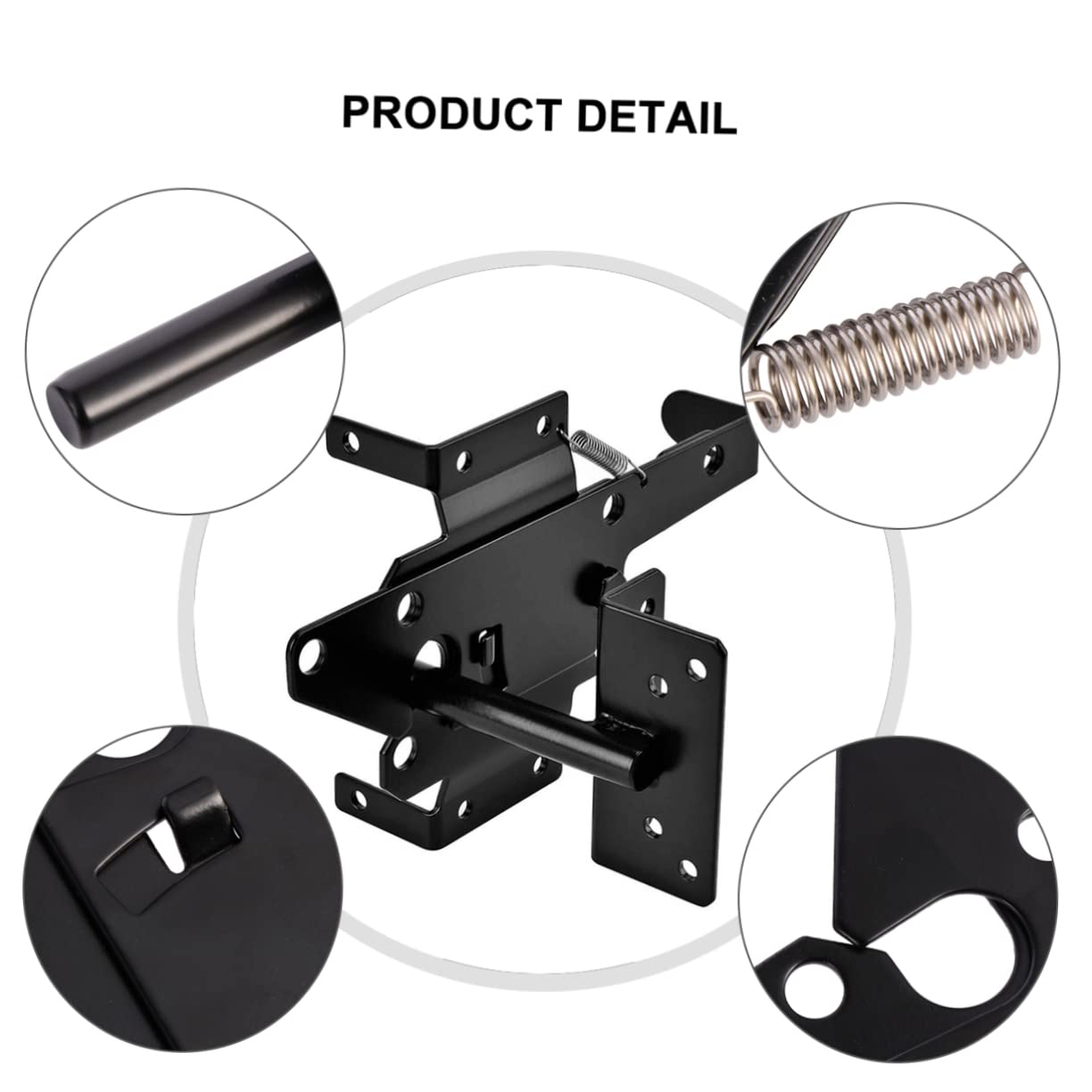 DOITOOL Loquet et Accessoires Complets Autobloquant en Acier Inoxydable Noir avec Verrouillage Automatique pour Sécurité Renforcée pour Porte et Portail