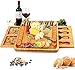 Bambus Käsebrett mit Käsewerkzeugen, Käseplatte Charcuterie-Brett-Platten-Set Serviertablett für Weincracker Brie und Fleisch, großer Dicker Holzserver, Hauswärmgeschenk für Feinschmecker