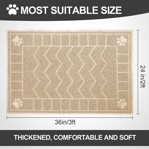 Image of Cat Litter Mat, Litter Trapping Mat Soft on Kitty Paws, 35 inch x 24 inch Kitten Litter Box Mat for Cleaner Floors, Waterproof, Easy Clean, Durable Large Size Cat Litter Pad for Kitten.