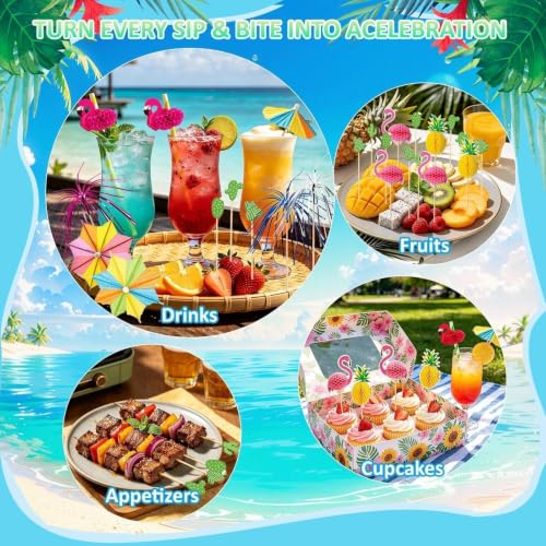 Accesorios para bebidas cocktail 140 piezas con pitillos y decoraciones miniatura 5