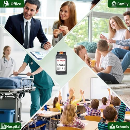 62XXL Ink Cartridges Black Compatible For Hp 62 Black Ink Cartridge High Yield For Hp Ink 62 Xl Fit For Envy 5540 7640 5640 5660 7644 7645 7643 Officejet 5740 8040 5745 (1Black) - 5