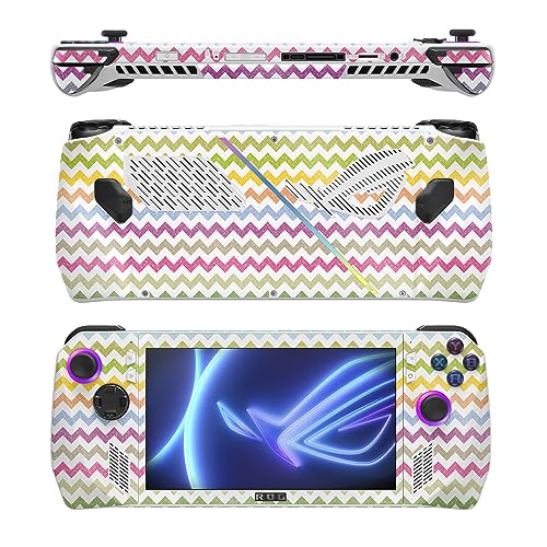 Image of MightySkins Glossy Glitter Skin Compatible with Asus ROG Ally - Rainbow Chevron | Protective, Durable High-Gloss Glitter Finish | Easy to Apply