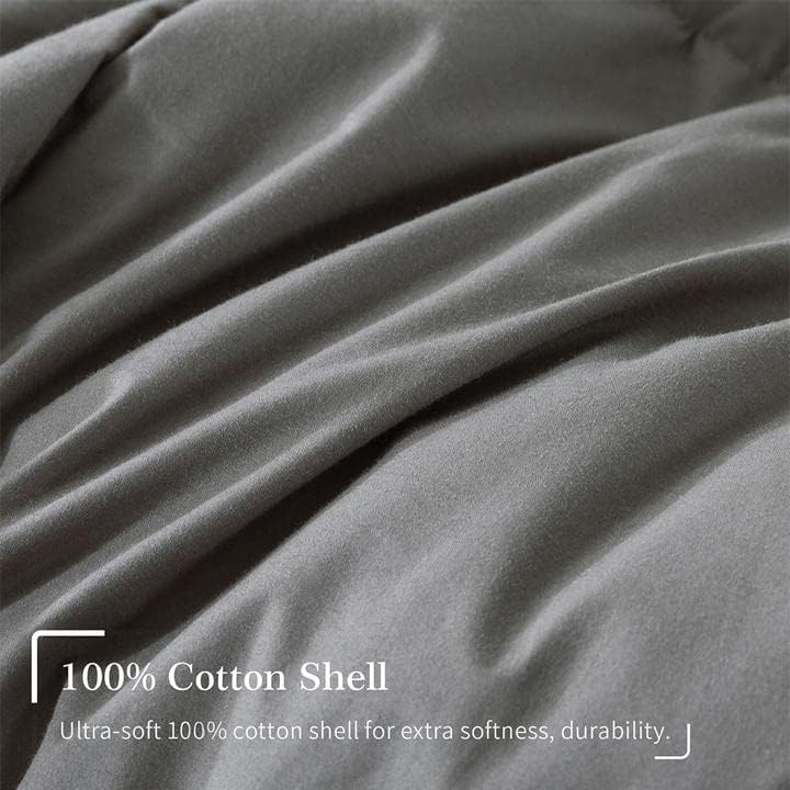 Cosybay Cotton Quilted Grey Feather Comforter Filled with Feather & Down –Machine Washable - Heavyweight Duvet Insert or Stand-Alone – Queen Size (90×90 Inch)