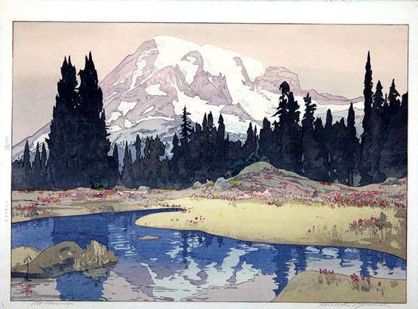 Amazon.co.jp: 吉田博 レニア山 大正14年 40×27cm 小サイズ 複製 
